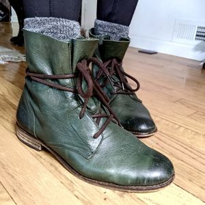 Green leather shoes